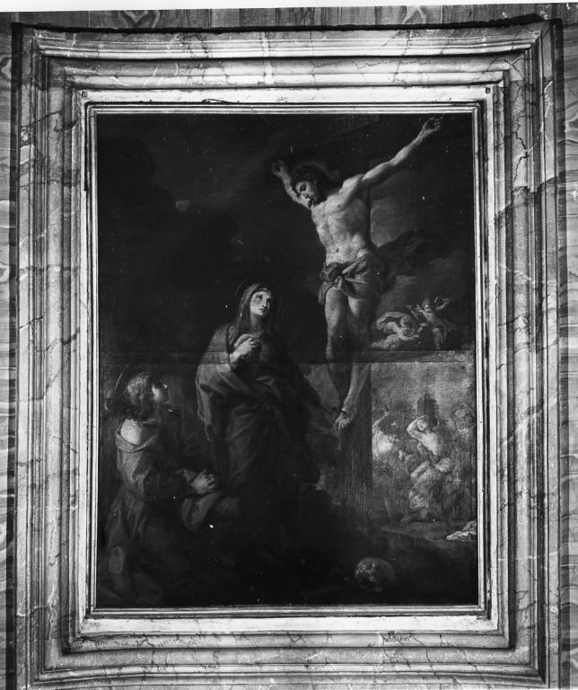 crocifissione con San Giovanni e la Madonna, flagellazione di Cristo (dipinto) - ambito romano (sec. XVIII)