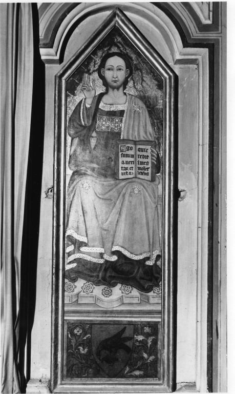 Cristo redentore benedicente (dipinto) - ambito romano (metà sec. XV)