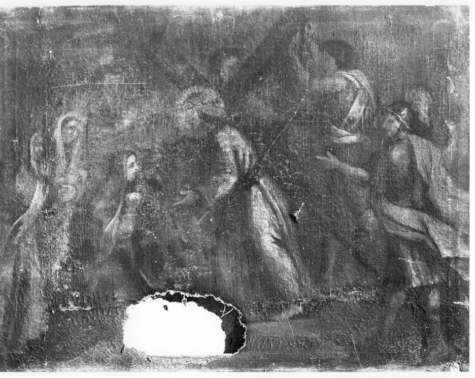 stazione IV: Gesù incontra la Madonna (dipinto) - ambito laziale (sec. XVII)