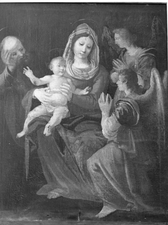 Sacra Famiglia e due angeli (dipinto) - ambito laziale (sec. XVII)