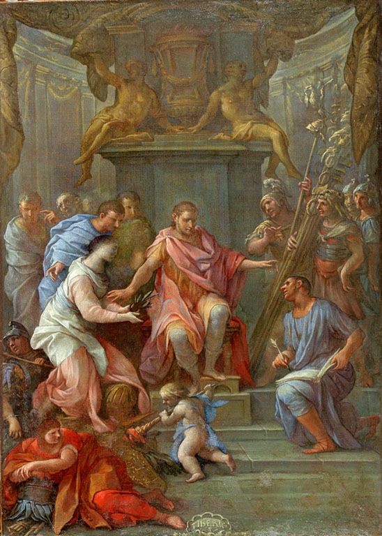 Vespasiano incoronato imperatore a Cesarea (dipinto) di Baldi Lazzaro (sec. XVII)