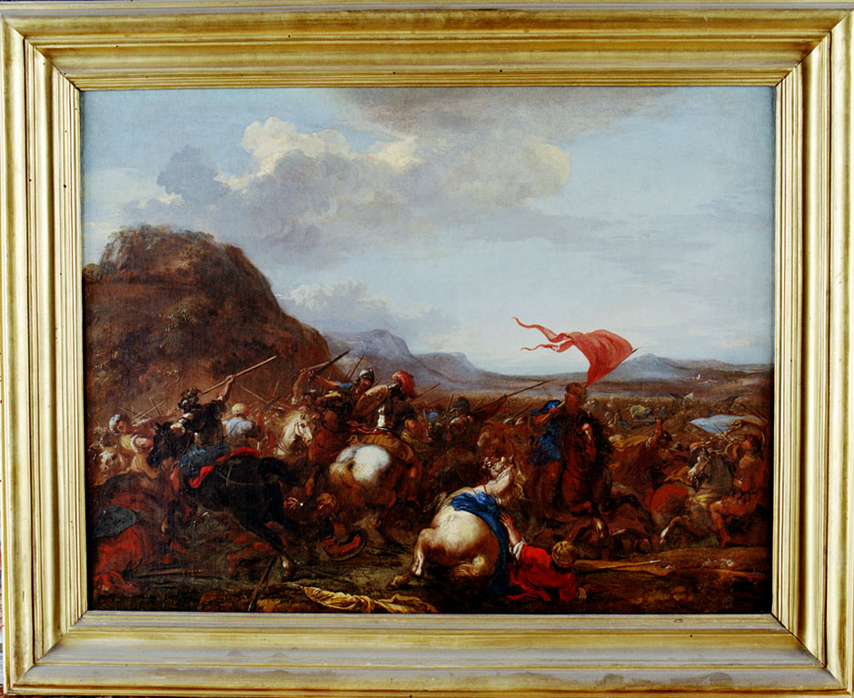 combattimento tra cavalieri imperiali e turchi (dipinto) di Courtois Jacques detto Borgognone (sec. XVII)