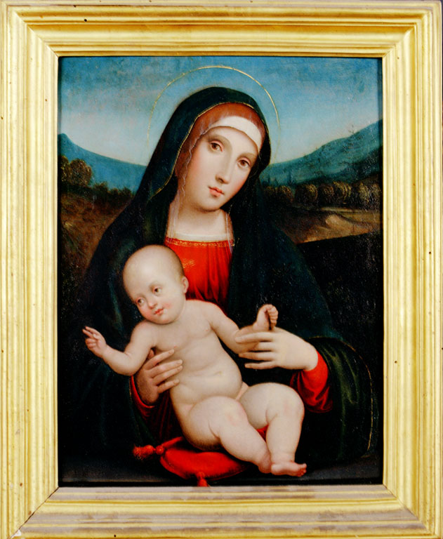 Madonna con Bambino benedicente (dipinto) di Raibolini Francesco detto Francesco Francia (cerchia) (secc. XV/ XVI)