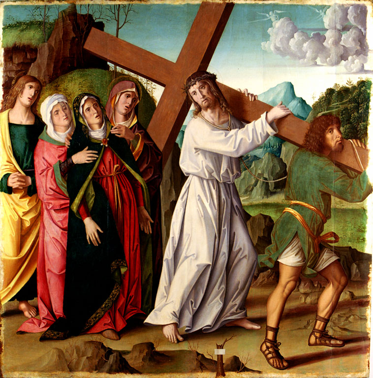 Cristo incontra la Madonna sulla via del Calvario (dipinto) di Palmezzano Marco (fine/inizio, fine/inizio secc. XV/ XVI, secc. XV/ XVI)