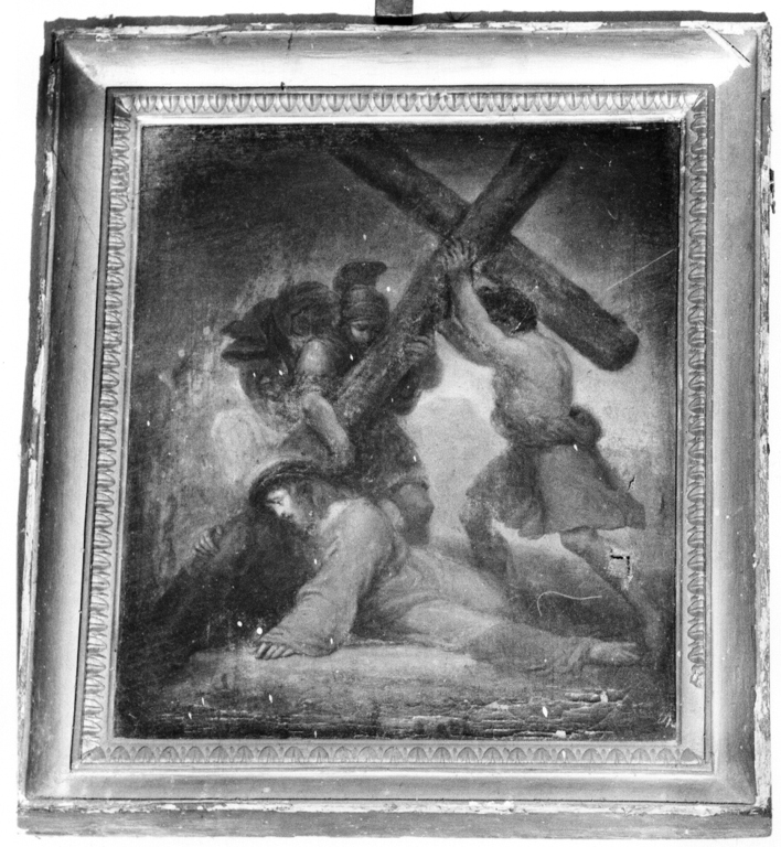 stazione VII: Gesù cade sotto la croce la seconda volta (dipinto, elemento d'insieme) - bottega emiliano-romagnola (fine sec. XVII)