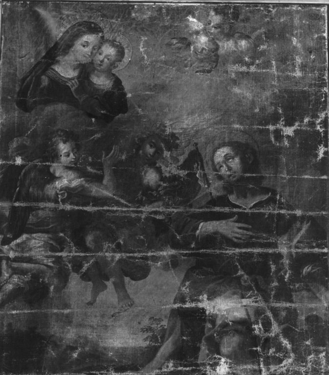 apparizione della Madonna col Bambino ad un Santo (dipinto) - ambito laziale (sec. XVIII)