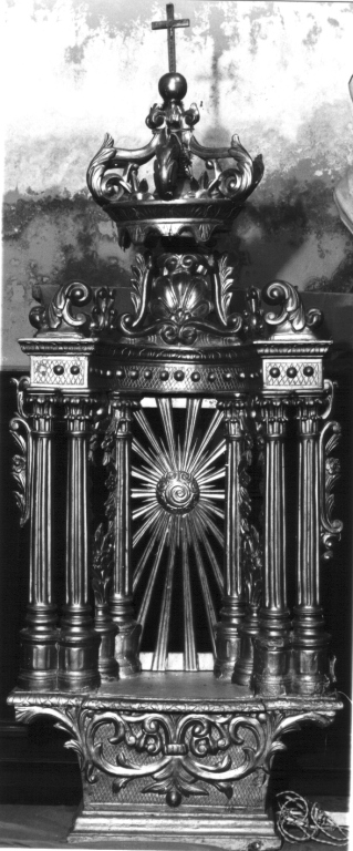 tronetto per esposizione eucaristica - a tempietto - ambito Italia meridionale (sec. XVIII)