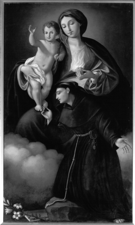 Madonna con Bambino e Sant'Antonio (dipinto) di Manco R (sec. XIX)