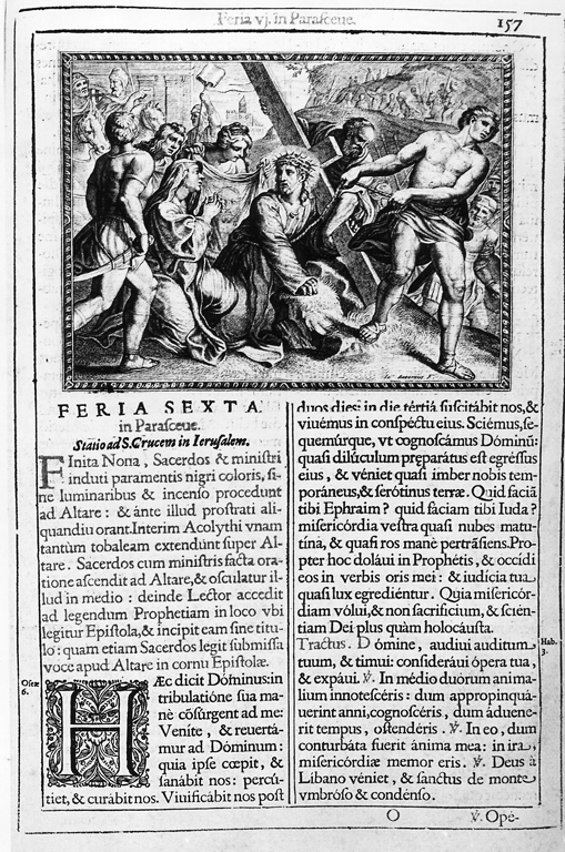 salita di Cristo al monte Calvario (stampa) di Baroni Giuseppe (sec. XVII)