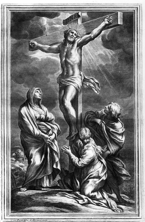 crocifissione (stampa) di Bloemaert Cornelius il Giovane, Ferri Ciro (sec. XVII)