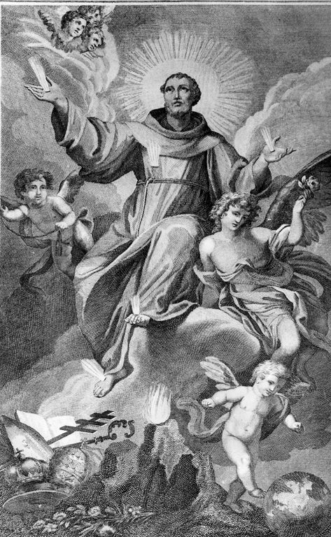 apoteosi di San Francesco d'Assisi (stampa) di Bullica Reginaldo (sec. XIX)
