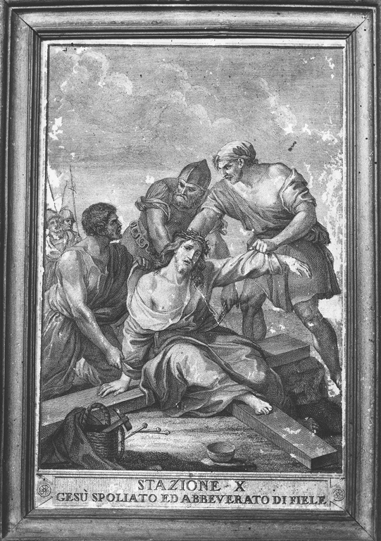 stazione X: Gesù spogliato e abbeverato di fiele (stampa) di Cappellan Antonio (sec. XVIII)