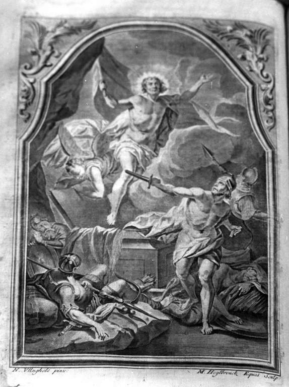 resurrezione di Cristo (stampa) di Heylbrouck Michael, Ullughels N - ambito fiammingo (prima metà sec. XVIII)