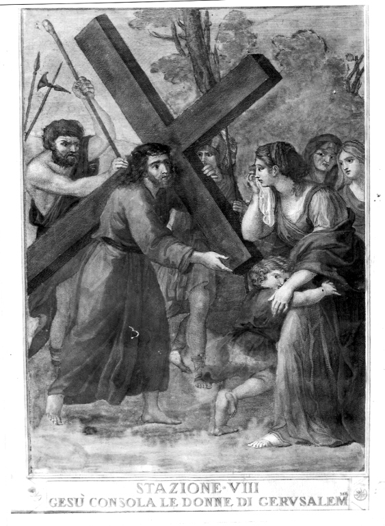 stazione VIII: Gesù consola le donne di Gerusalemme (stampa, serie) di Capellano Antonio (inizio sec. XIX)