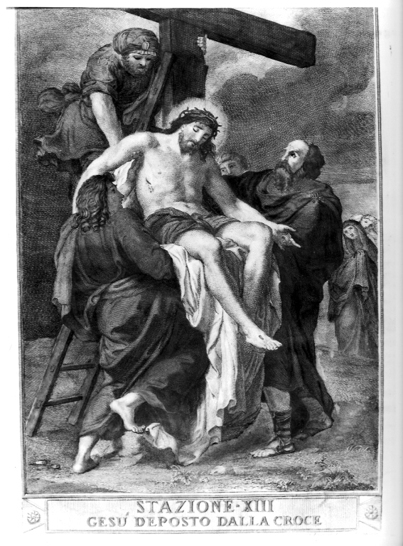 stazione XIII: Gesù deposto dalla croce (stampa, serie) - ambito romano (inizio sec. XIX)