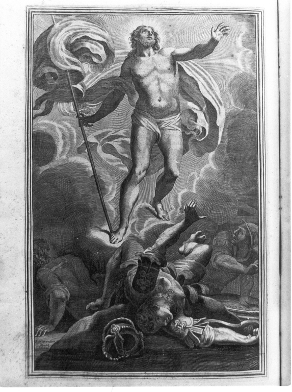 resurrezione di Cristo (stampa, elemento d'insieme) di Thiboust Bernard (attribuito) (sec. XVIII)