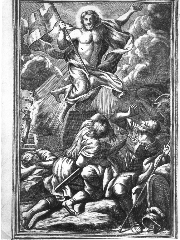 resurrezione di Cristo (stampa, elemento d'insieme) di Faldoni Giovanni Antonio (attribuito) - ambito romano (sec. XVIII)