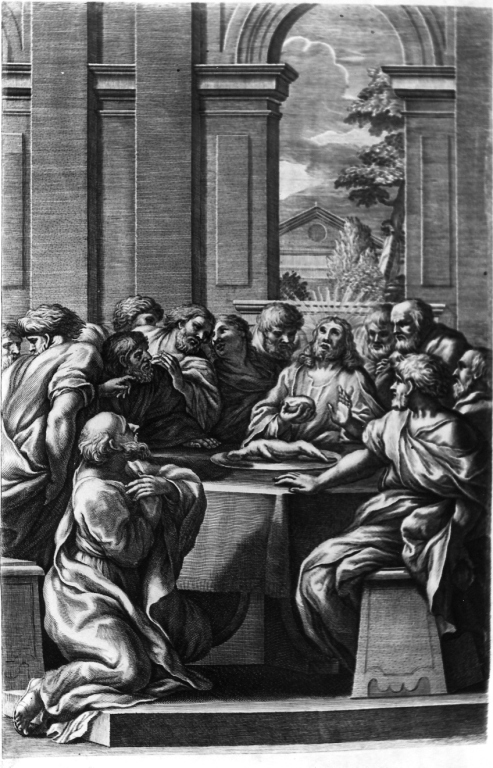 ultima cena (stampa, elemento d'insieme) - ambito romano (sec. XIX)