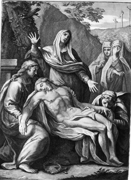 deposizione (stampa, elemento d'insieme) - ambito romano (sec. XIX)