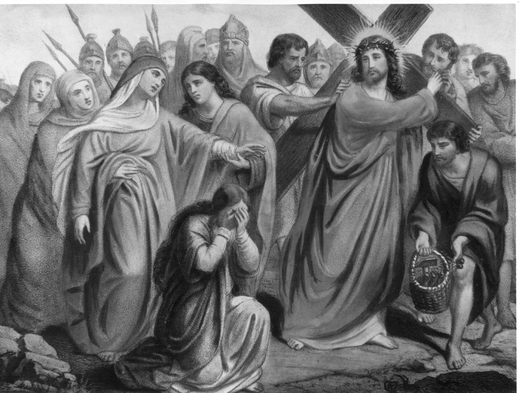 stazione IV: Gesù incontra la Madonna (stampa) - ambito francese (fine/inizio secc. XIX/ XX)