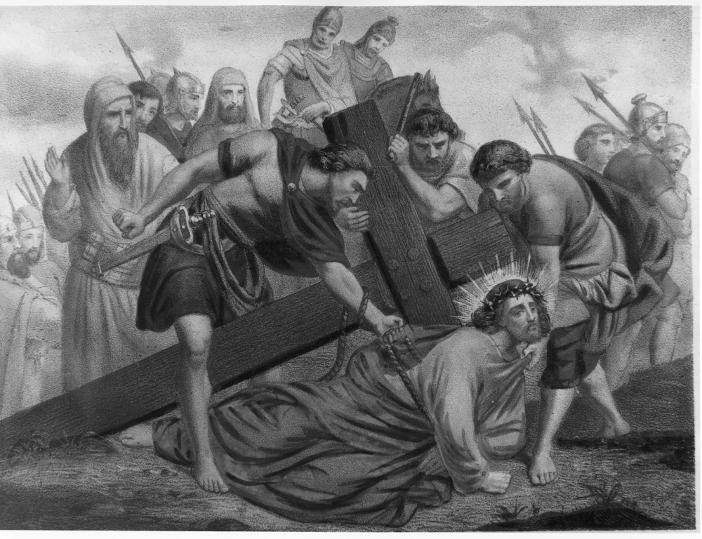 stazione IX: Gesù cade sotto la croce la terza volta (stampa) - ambito francese (fine/inizio secc. XIX/ XX)