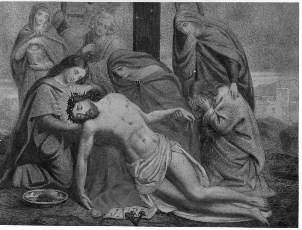 stazione XIV: Gesù deposto nel sepolcro (stampa) - ambito francese (fine/inizio secc. XIX/ XX)