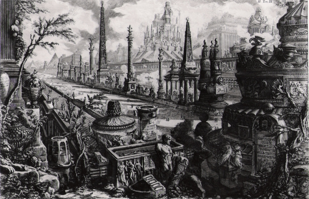 l'antico circo di Marte e i vicini monumenti prospicenti la via Appia (stampa, serie) di Piranesi Giovanni Battista (prima metà sec. XX)