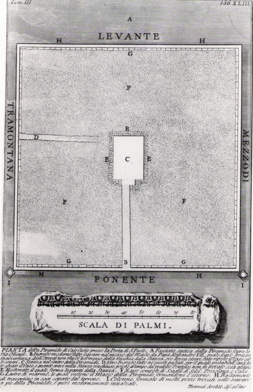 pianta della piramide di Caio Cestio (stampa, serie) di Piranesi Giovanni Battista (prima metà sec. XX)