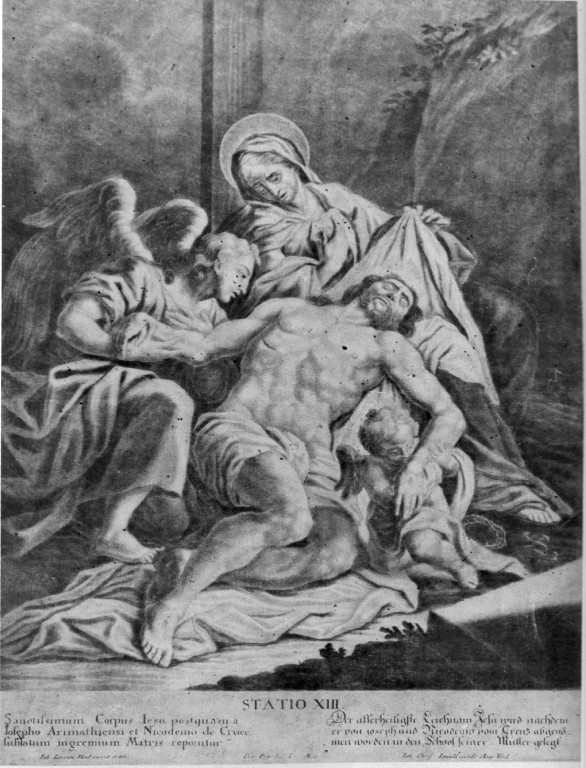 stazione XIII: Gesù deposto dalla croce (stampa, serie) di Haid Johann Lorenz (prima metà sec. XVIII)