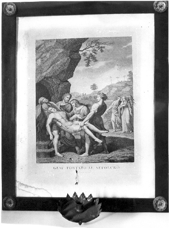 deposizione di Cristo nel sepolcro (stampa) di Sanzio Raffaello, Migliavacca Innocenzo, Scotti Luigi (prima metà sec. XIX)