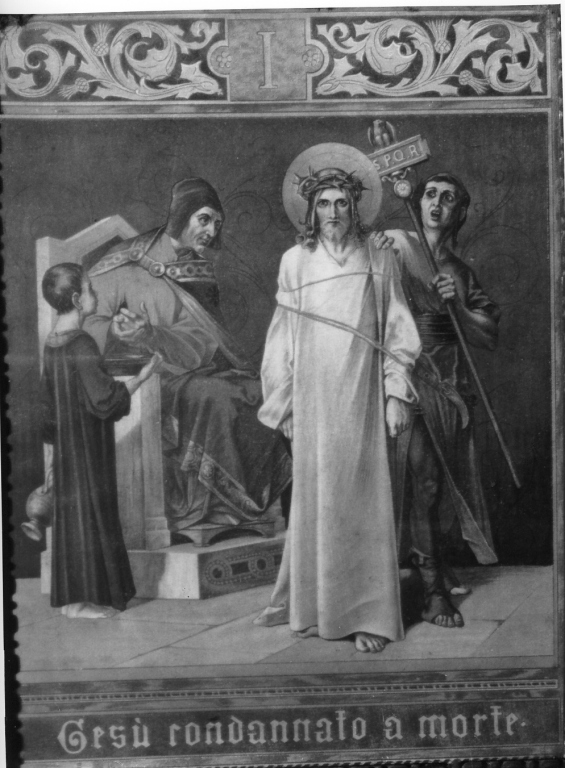 stazione I: Gesù condannato a morte (stampa) - ambito svizzero (fine sec. XIX)