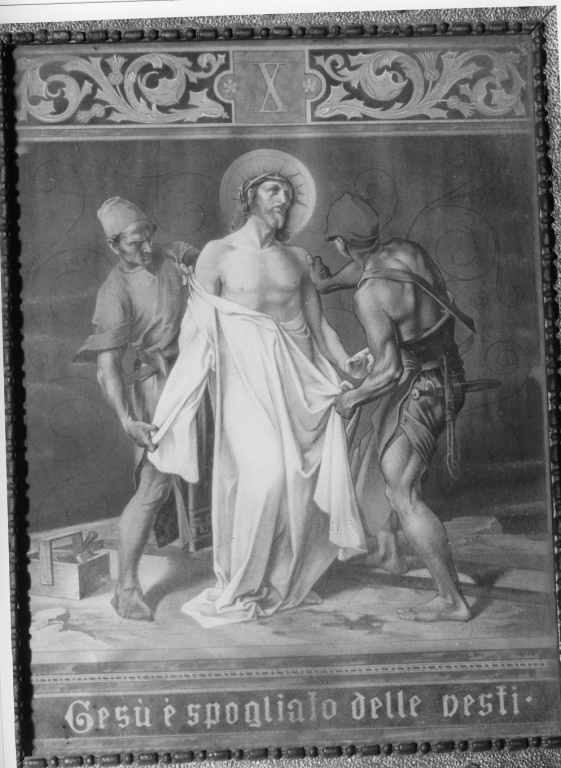 stazione X: Gesù spogliato e abbeverato di fiele (stampa) - ambito svizzero (fine sec. XIX)