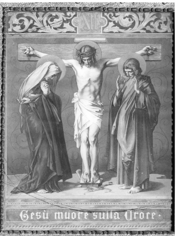 stazione XII: Gesù innalzato e morto in croce (stampa) - ambito svizzero (fine sec. XIX)