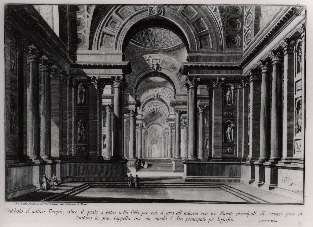 vestibolo di un antico tempio (stampa) di Piranesi Giovanni Battista (prima metà sec. XX)