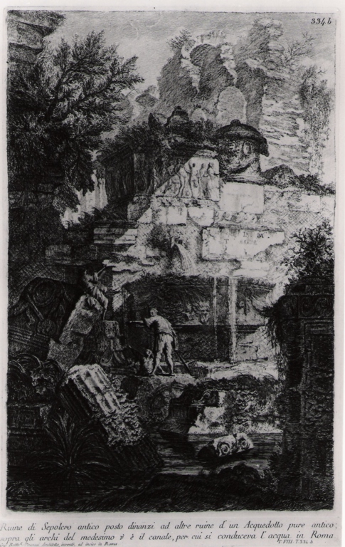 rovine di un antico sepolcro (stampa) di Piranesi Giovanni Battista (prima metà sec. XX)