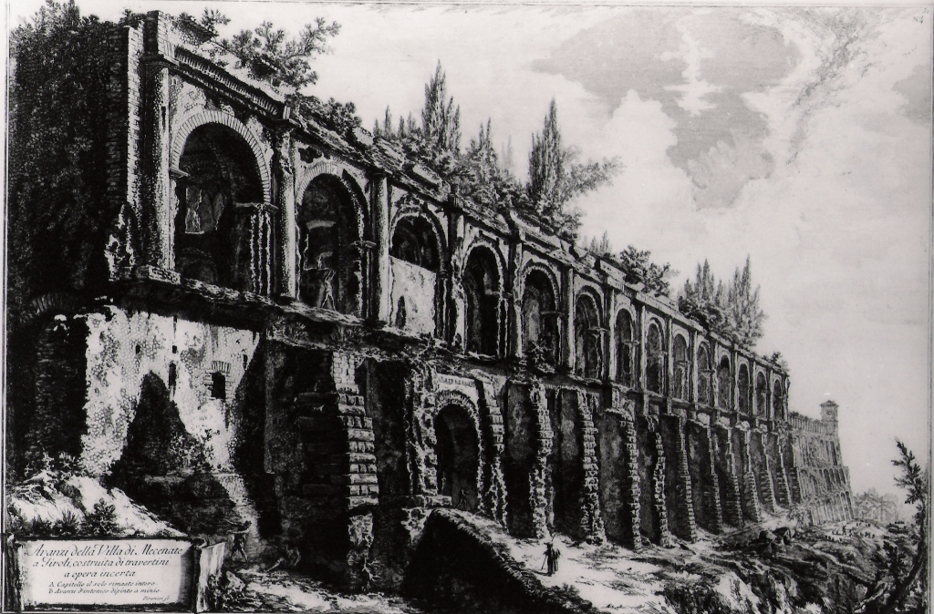 resti della villa di Mecenate in Tivoli (stampa) di Piranesi Giovanni Battista (prima metà sec. XX)