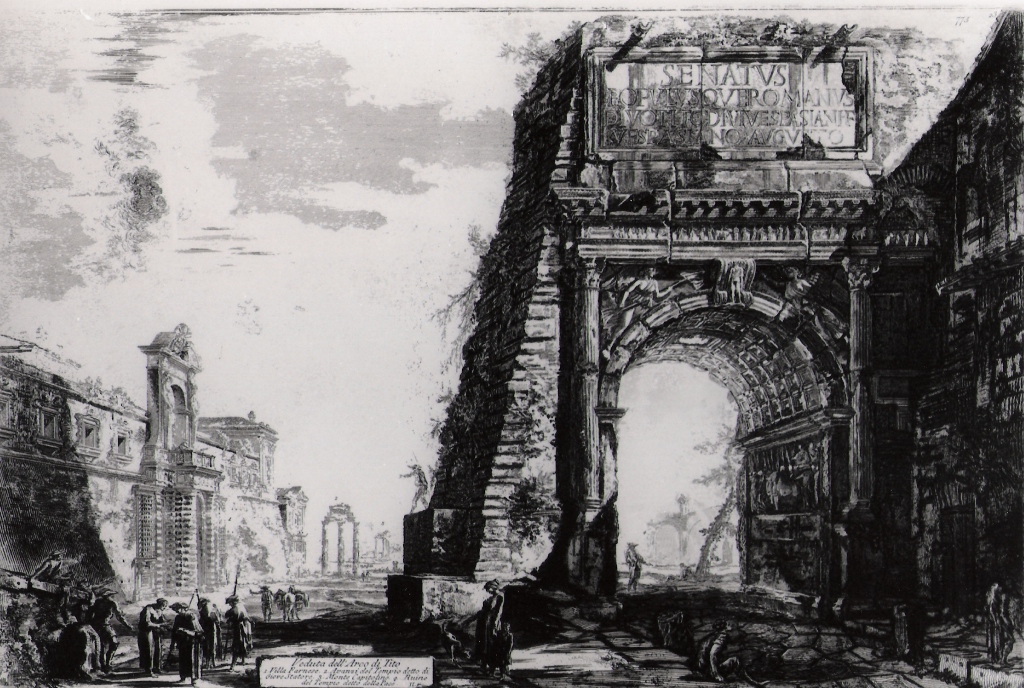 veduta dell'arco di Tito (stampa) di Piranesi Giovanni Battista (prima metà sec. XX)