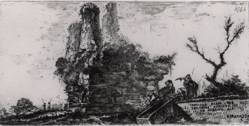 sepolcro dei tre fratelli Curiazi in Albano (stampa) di Piranesi Giovanni Battista (prima metà sec. XX)