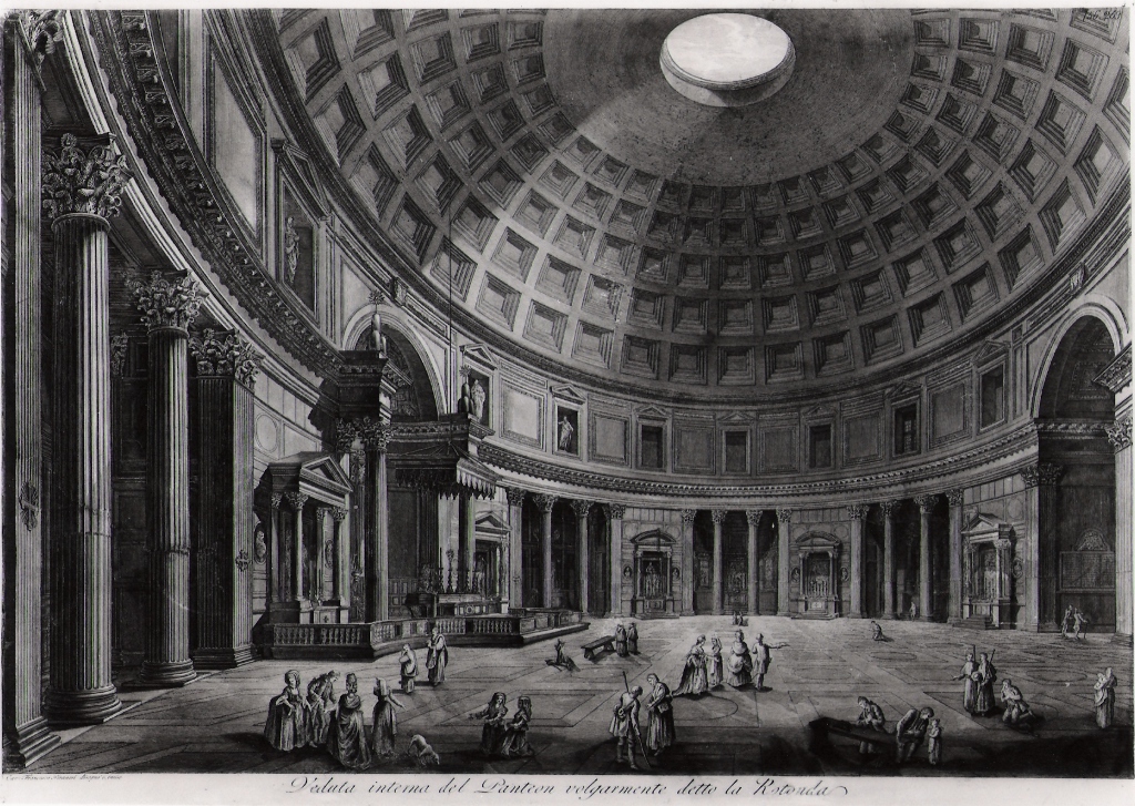 veduta interna del Pantheon volgarmente detto la Rotonda (stampa) di Piranesi Francesco (prima metà sec. XX)