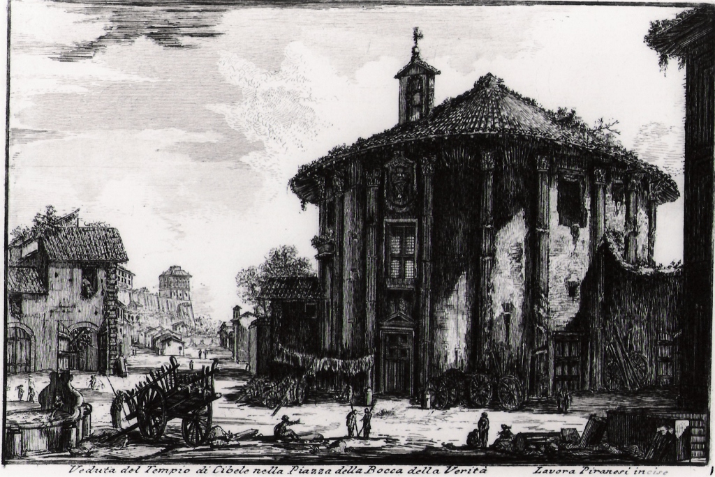 veduta del tempio di Cibele nella piazza della Bocca della Verità (stampa) di Piranesi Laura (prima metà sec. XX)