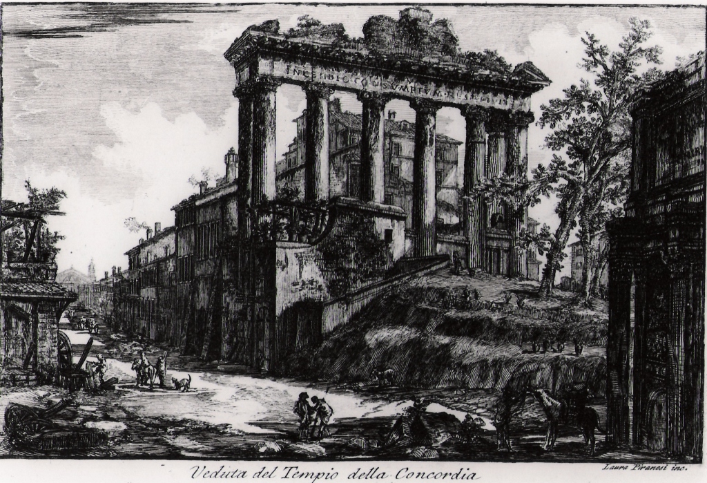 veduta del tempio della Concordia (stampa) di Piranesi Laura (prima metà sec. XX)