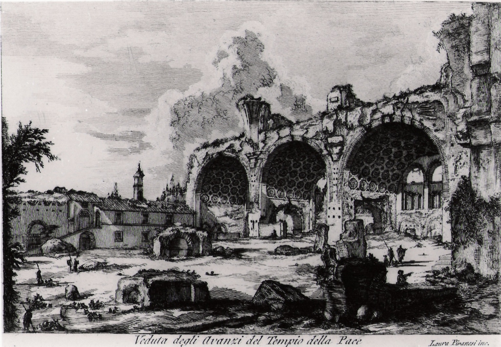 veduta degli avanzi del tempio della Pace (stampa) di Piranesi Laura (prima metà sec. XX)