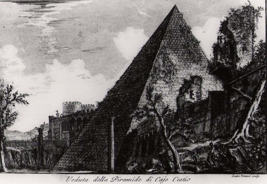 veduta della piramide di Caio Cestio (stampa) di Piranesi Laura (prima metà sec. XX)