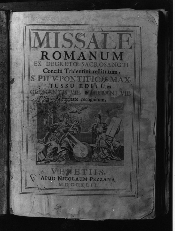 Papa con i simboli eucaristici (stampa) di Piccini Isabella (attribuito) (sec. XVIII)