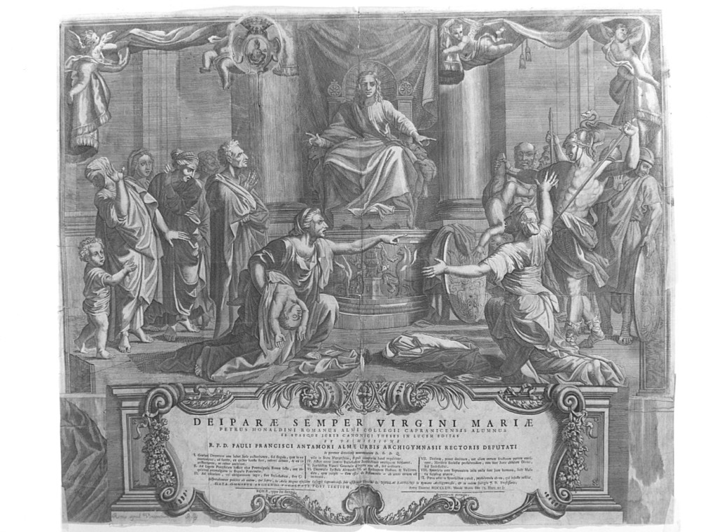 Giudizio di Salomone (stampa smarginata) di Van Westerhout Arnold (sec. XVIII)