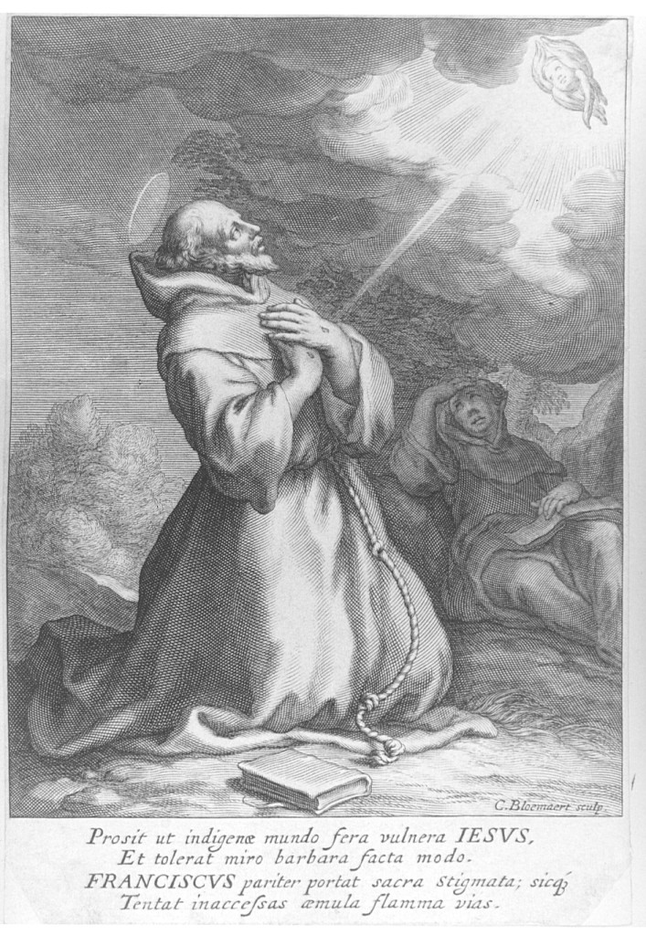 San Francesco d'Assisi riceve le stimmate (stampa) di Bloemaert Cornelius il Giovane (prima metà sec. XVII)