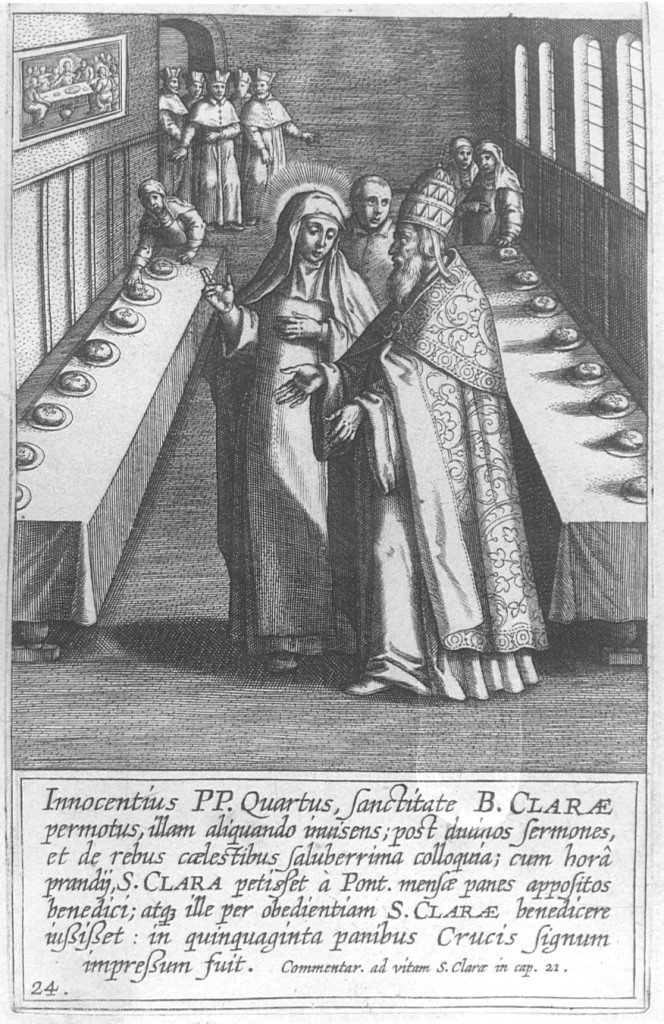 Santa Chiara con papa Innocenzo IV nel monastero (stampa) di Collaert Adriaen (seconda metà sec. XVII)