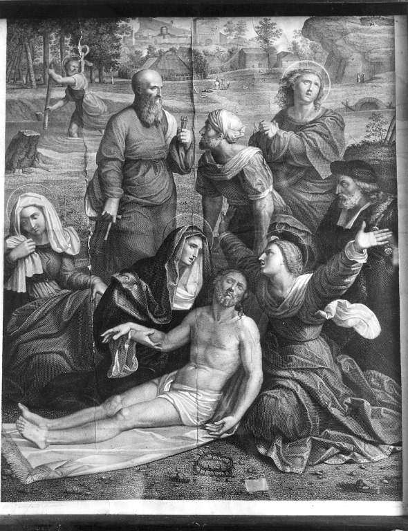 deposizione di Cristo dalla croce (stampa) di Benvenuti Giovanni Battista detto Ortolano, Persichini Raffaello (sec. XIX)