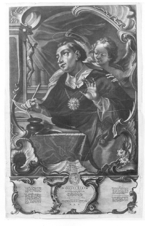 San Tommaso d'Aquino con un angelo (stampa smarginata) di Klauber Joseph Sebastian detto Klauber Catharina (seconda metà sec. XVIII)