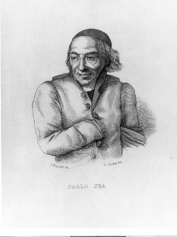 Ritratto di Carlo Fea (stampa smarginata, serie) di Costa Angelo, Busuttil Salvatore (sec. XIX)
